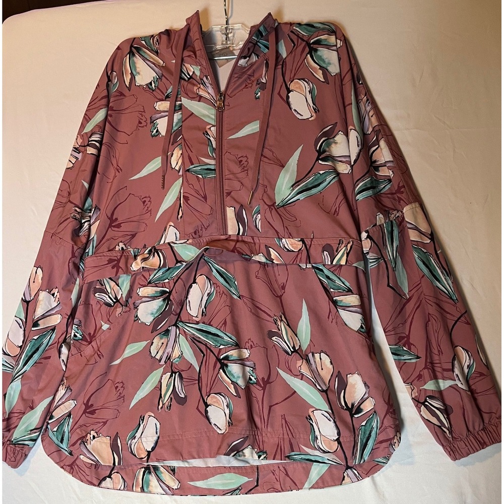 Calia by Carrie Underwood Floral Half Zip Anorak Windbreaker Mauve Small